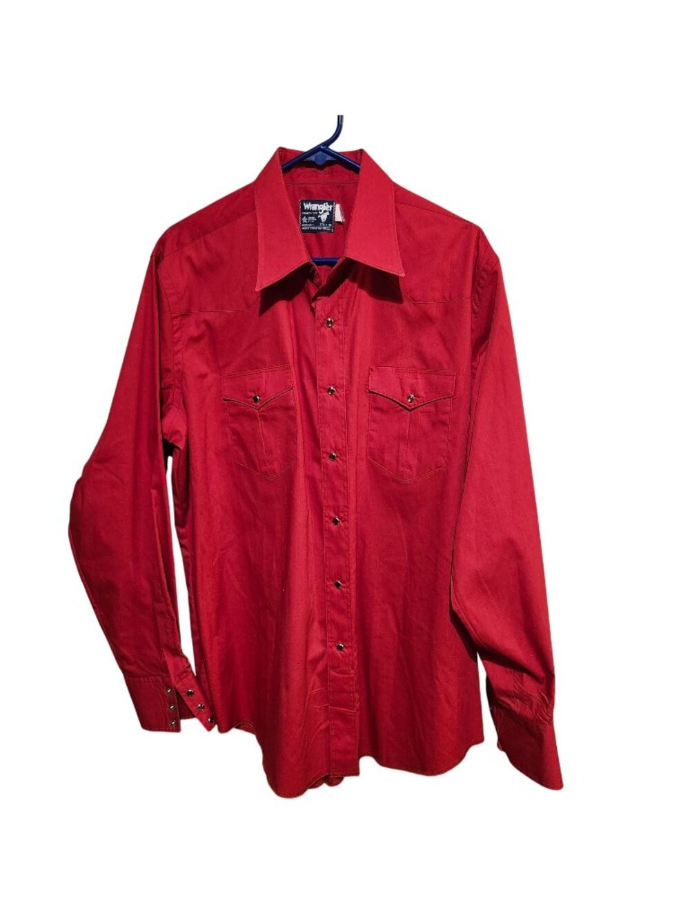 Vintage 80s Wrangler 17.5x36 Cowboy Cut Western Shirt Red Pearl Snap USA
